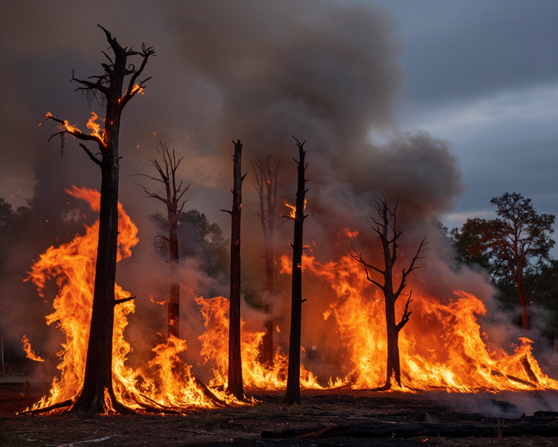 Dramatic Forest Fire Scene