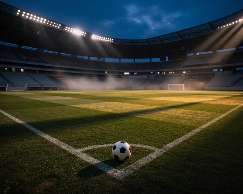 Empty Football Stadium at Dusk
