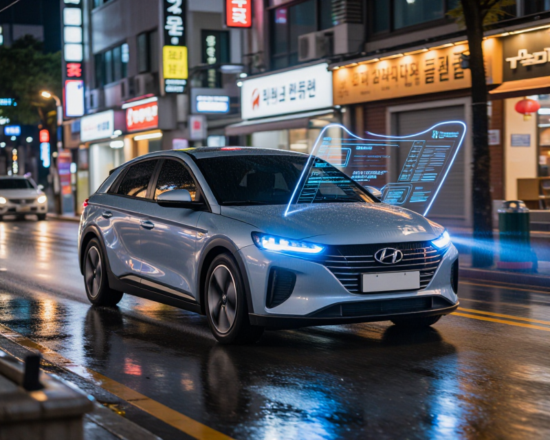 Futuristic Hyundai Autonomous Vehicle in Seoul