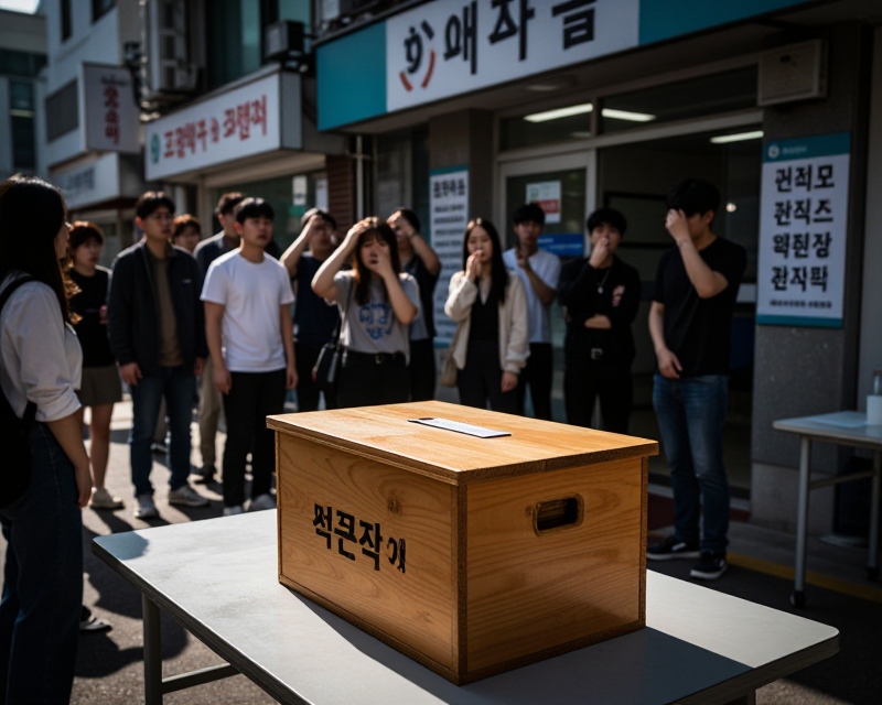 Tense Atmosphere at Korean Polling Station