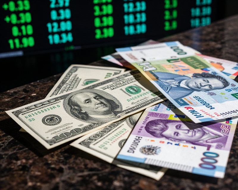 Dollar and Won Exchange Rate Concept